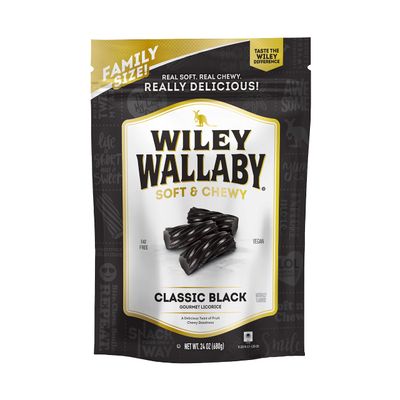Wiley Wallaby Licorice 24 Ounce Classic Gourmet Soft Chewy Australian Black Licorice Candy Twists, 1 Pack
