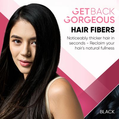 GBG Hair Fibers for Thinning Hair Bald Spots (Black) - 25g Bottle - Conceals Hair Loss - Instant Cover Up Volume in 30 Seconds, Hair Powder for Women Men - Cruelty Free