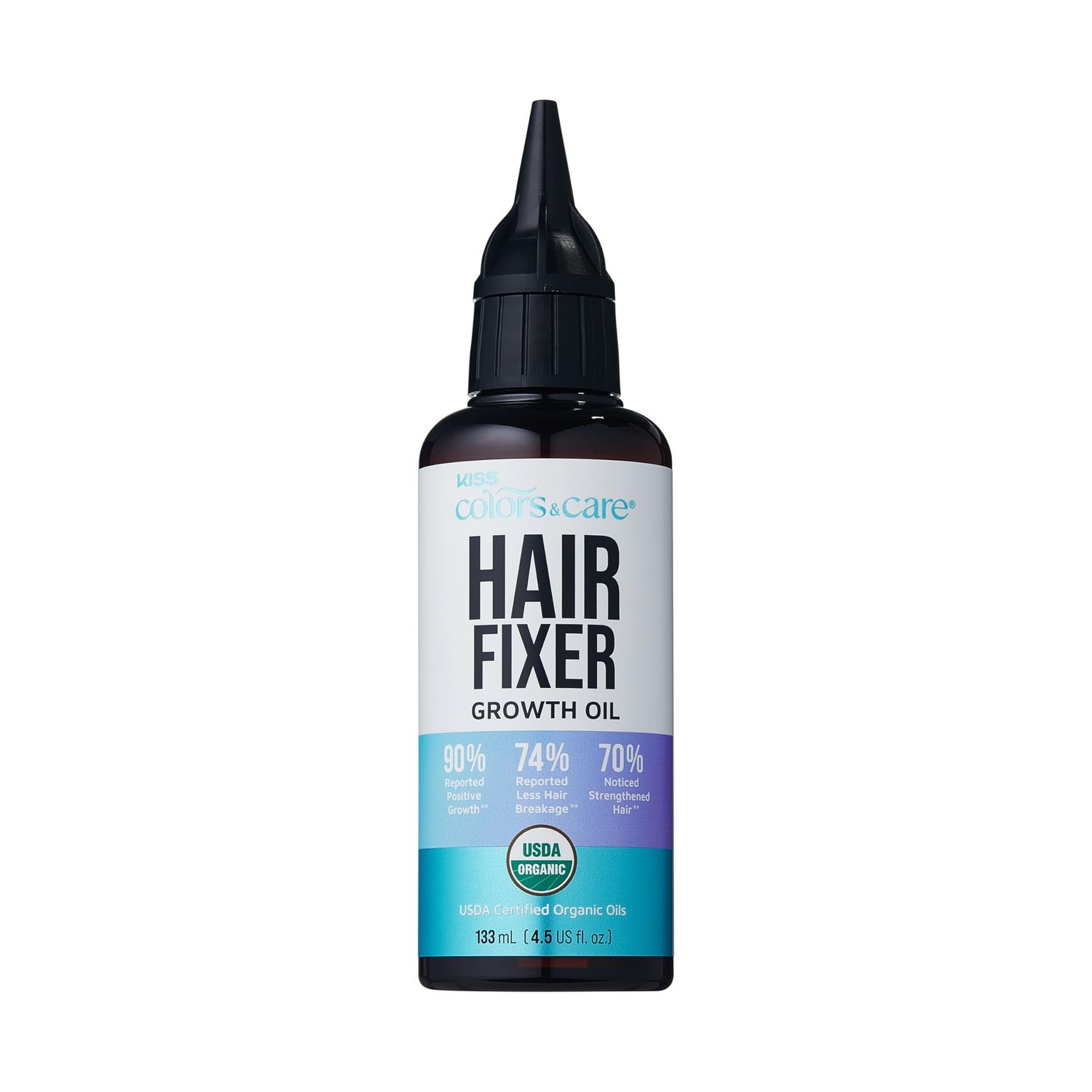 KISS Colors Care Organic Hair Fixer Growth Oil, Natural Oils for Stronger Follicles, Reduced Breakage Frizz, Moisture Retention Split End Protection, 133mL (4.5 fl. oz.)