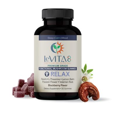 LeVITA8 Premium Reishi Mushroom Sleep Gummies - 100 Natural BlackBerry Flavor - Promotes Calm Mood Balance for Deep Sleep - 1 Month Supply for Natural Sleep Aid Melatonin-Free