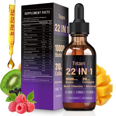 Liquid Collagen, Biotin Hyaluronic Acid - Hair Growth Vitamins and Mineral Supplements for Women and Men Supports Hair, Skin Nails Vitamin B Complex-60ML