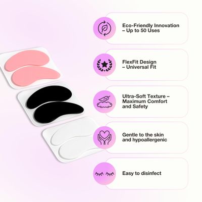 Curacoro Reusable Eye Pads, Silicone Under Eye Patches Lash Lift Cover Eyelash Extension Soft Pads for Sensitive Skin during Eyelash Perm Lamination Lash Extensions Remover (Pink, Style 3)
