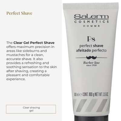 SALERM - Men's Shaving Gel - Perfect Shave Homme Barber Line - Transparent Gel for a Perfect Shave - Calms and Hydrates the Skin - Helps Reduce and Delay Hair Growth