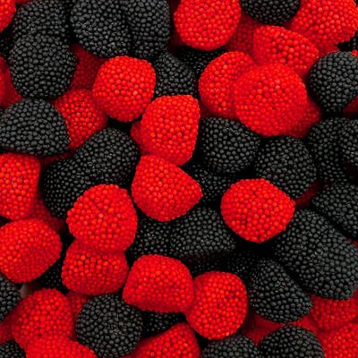 Berries Gummy Candy 1-Pound Bag Crunchy Raspberry and Blackberry Chews