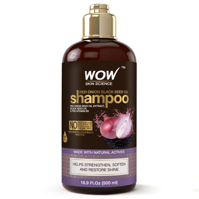 WOW Skin Science Red Onion Black Seed Oil Shampoo Increase Gloss, Hydration, Shine - Reduce Itchy Scalp, Dandruff Frizz - No Parabens or Sulfates - All Hair Types (16.9 Fl Oz (Pack of 1))