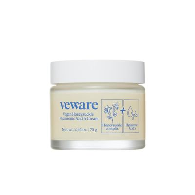 Veware Vegan Honeysuckle Hyaluronic Acid 5 Moisturizing Cream - Soothing Hydrating for Sensitive Skin - Fragrance-Free, Alcohol-Free, 75g