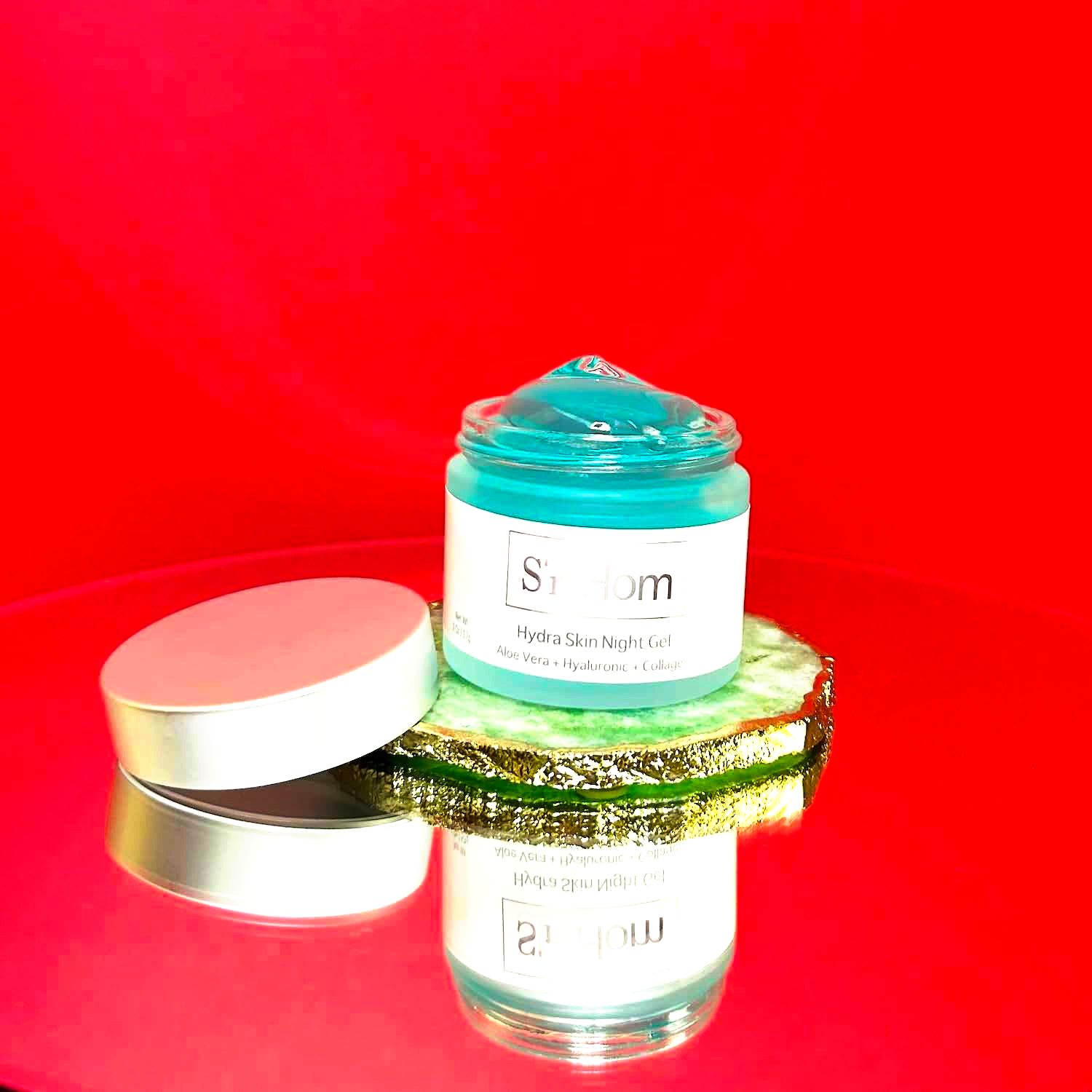 Siri Hom Hydra Skin Night Gel, Aloe Vera with Hyaluronic Acid and Collagen, Hydrating Face Moisturizer