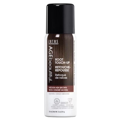AGE beautiful Root Touch Up Hair Color Spray Touch-Up Gray Concealer Temporary Cover Up Adds Volume Covers Thinning Patches Water, Sweat, Stain Resistant Medium Ash Brown 2 Fl Oz