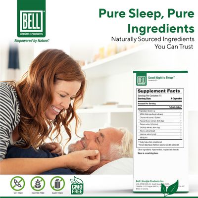 Bell Lifestyle Good Night's Sleep - Natural Sleep Support with Melatonin and Herbal Extracts, Supports Relaxation Sleep Patterns, 60 Veggie Capsules