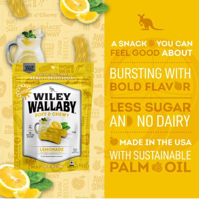 Wiley Wallaby Licorice 7.05 Ounce Classic Gourmet Soft Chewy Australian Lemonade Licorice Candy Twists, 1 Pack