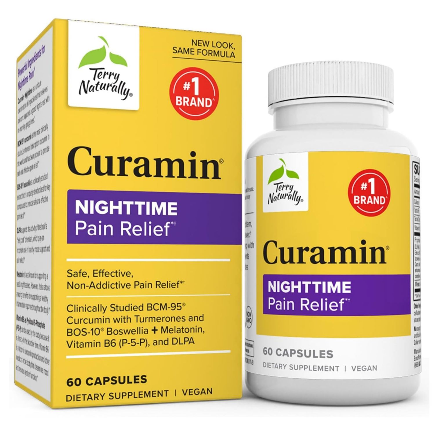 Terry Naturally Curamin Nighttime - Non-GMO Supplement to Support Healthy Sleep Relaxation - 60 Capsules