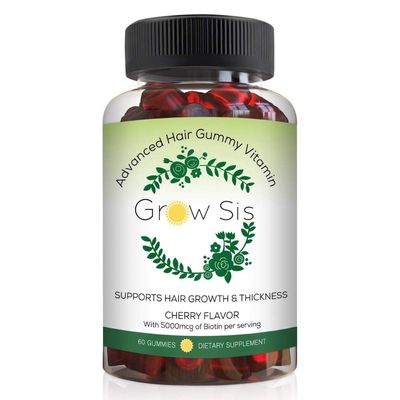 Grow Sis - Advanced Hair Gummy Vitamin 60 Count - Biotin Supplement for Hair Growth Thickness - Cherry Flavor Chewable Hair Vitamins for Women Men - All Hair Types