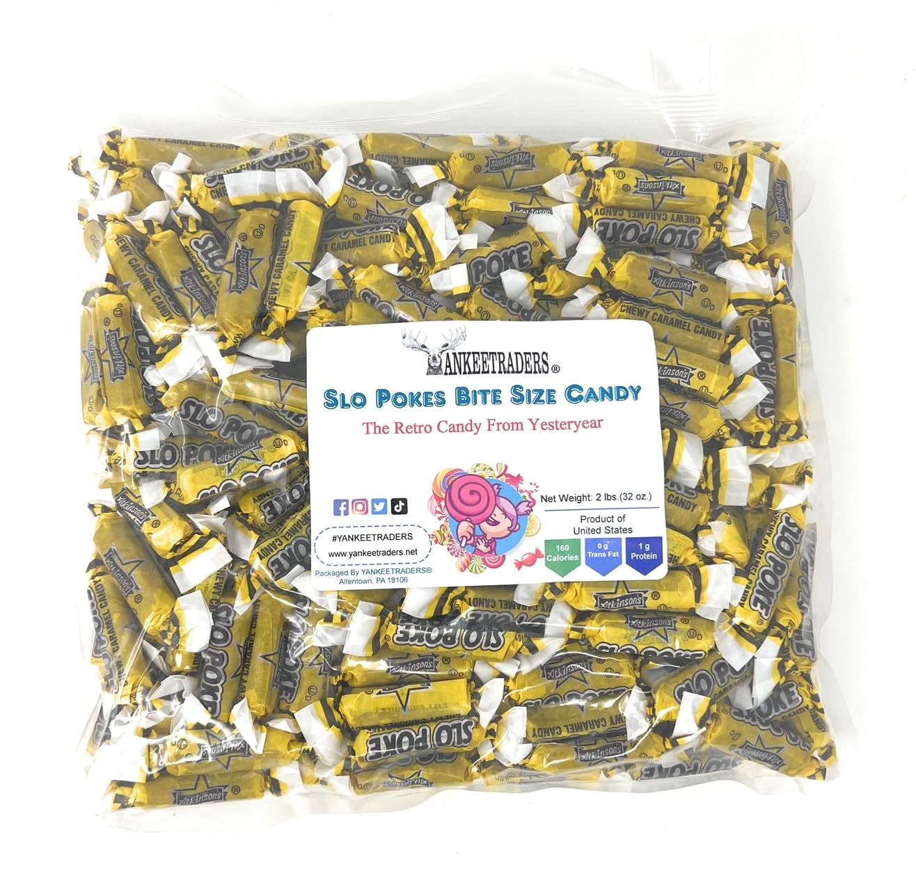 YANKEETRADERS Classic Slo Pokes Bite Size Candy, 2 Pound