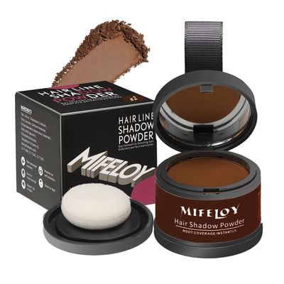 MIFELOY Root Coverage Powder for Thinning Grays Hairline, Touch Up Hair Color for Grey, Roots Concealer for Beard Line Eyebrow, Roots Cover Up Powder, Instantly Conceals Hair Loss, Medium Brown