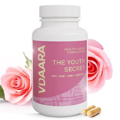 Vdaara Hair, Skin and Nails Vitamins - 5000 mcg Biotin, Collagen, Natural Vitamin C A D3 Hyaluronic Acid - Supplement for Glowing Skin, Hair Growth for Men and Women - 60 Capsules