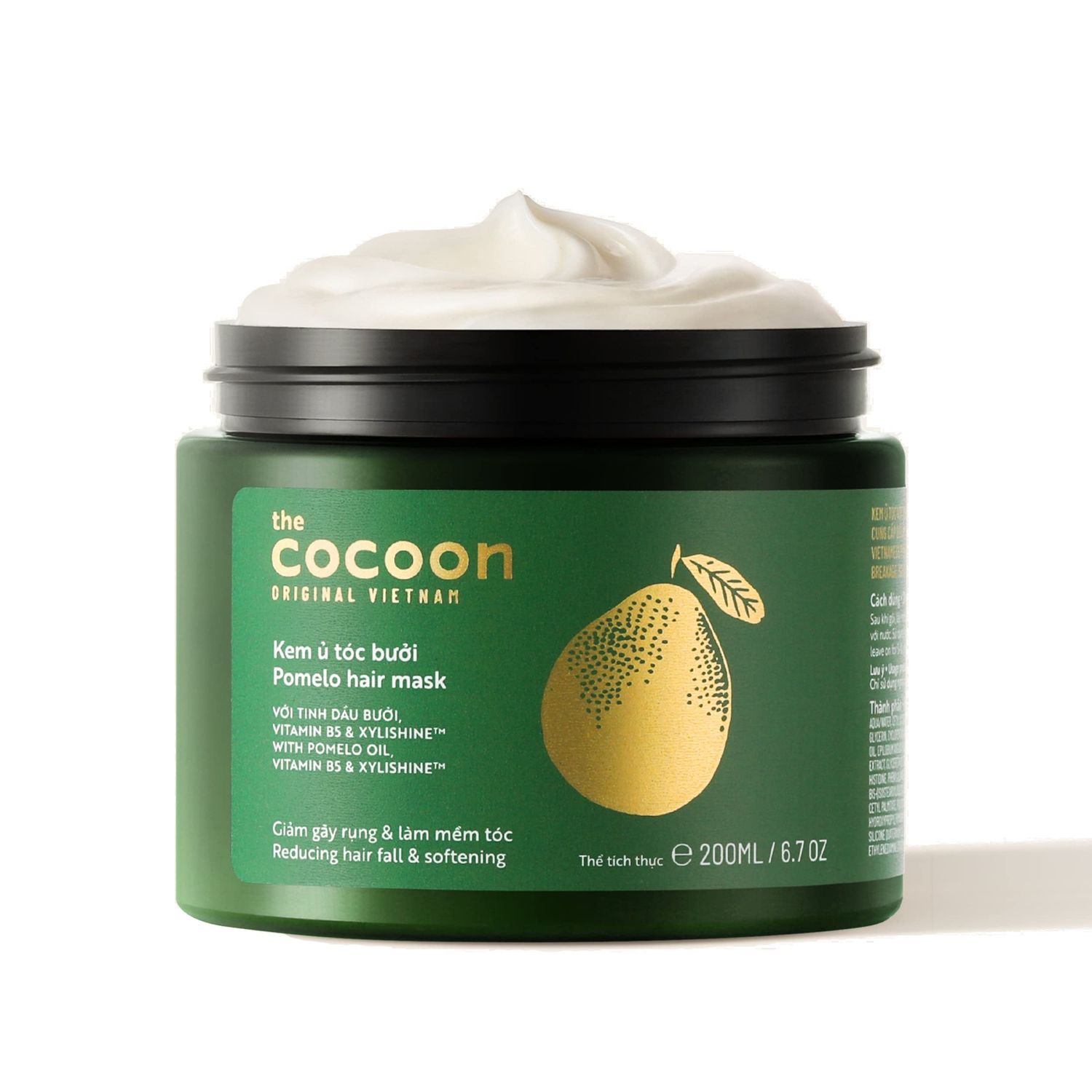 Cocoon Pomelo Essential Oil Hair Mask with Xylishine Amino Acid Sulfate Free Vegan Treatment to Soften, Reduce Loss Volumize Hair Growth for Thinning, Damaged Breakage Hair 6.76 fl oz