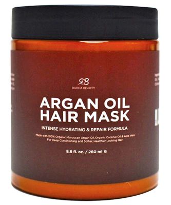 Radha Beauty Argan Oil Hair Mask 8 oz. - Intense Hydrating Repair Formula with 100 Organic Argan Oil, Coconut Oil, and Aloe Vera
