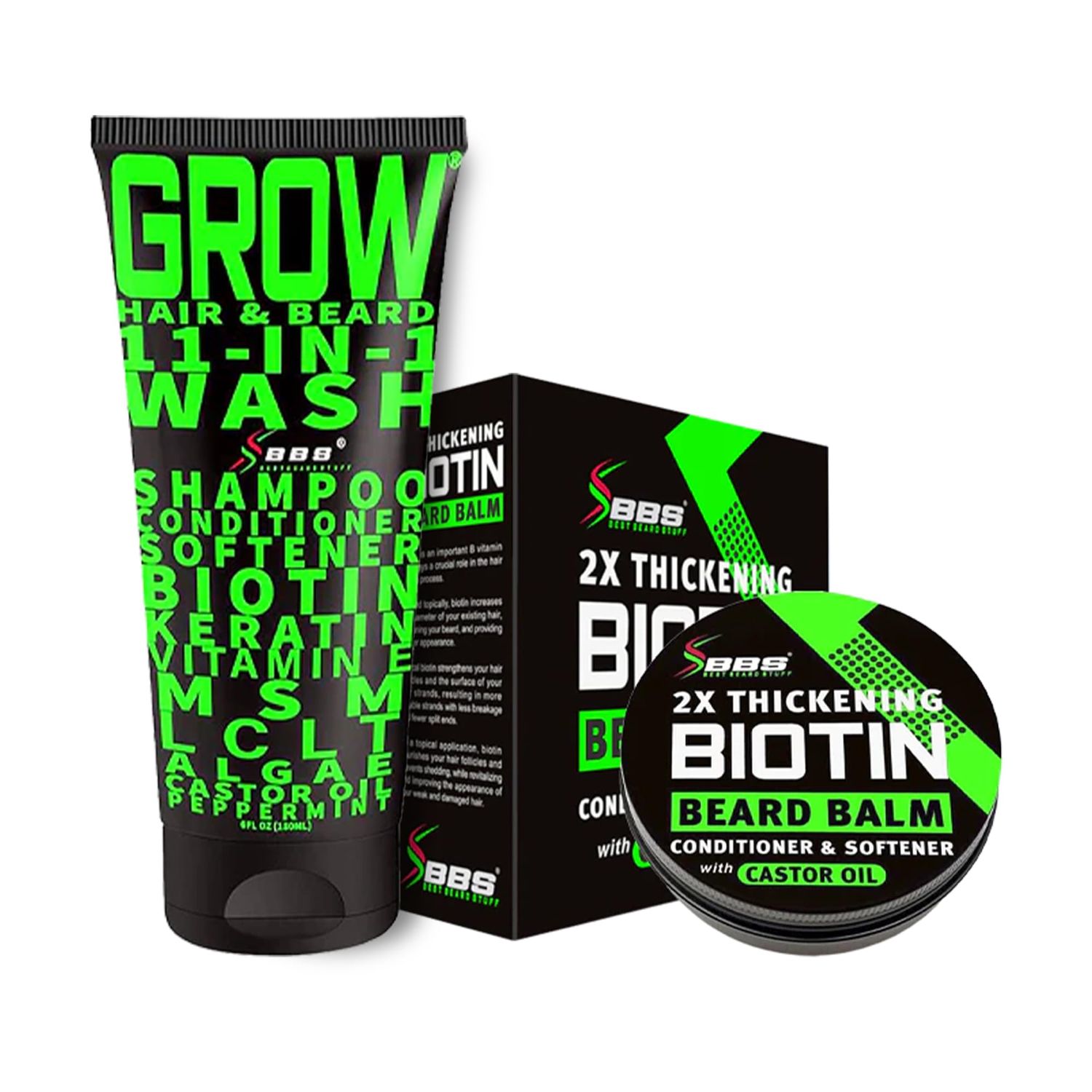 Beard Growth Kit wBiotin Beard Balm for Men Beard Softener for Men GROW Hair Growth Shampoo (11-in-1 Beard Conditioner for Men Biotin Shampoo)