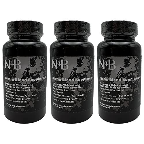 Nicole Brizee NB Hair Growth Vitamins - with Biotin, Vitamin C, Zinc, and Vitamin B12 - Natural-Based Hair Care Formula - Made in The USA - (30 Day Supply)(3-Pack)
