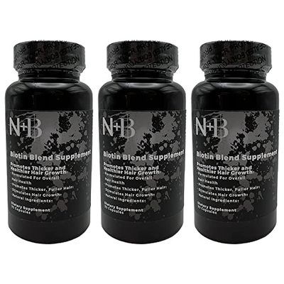 Nicole Brizee NB Hair Growth Vitamins - with Biotin, Vitamin C, Zinc, and Vitamin B12 - Natural-Based Hair Care Formula - Made in The USA - (30 Day Supply)(3-Pack)