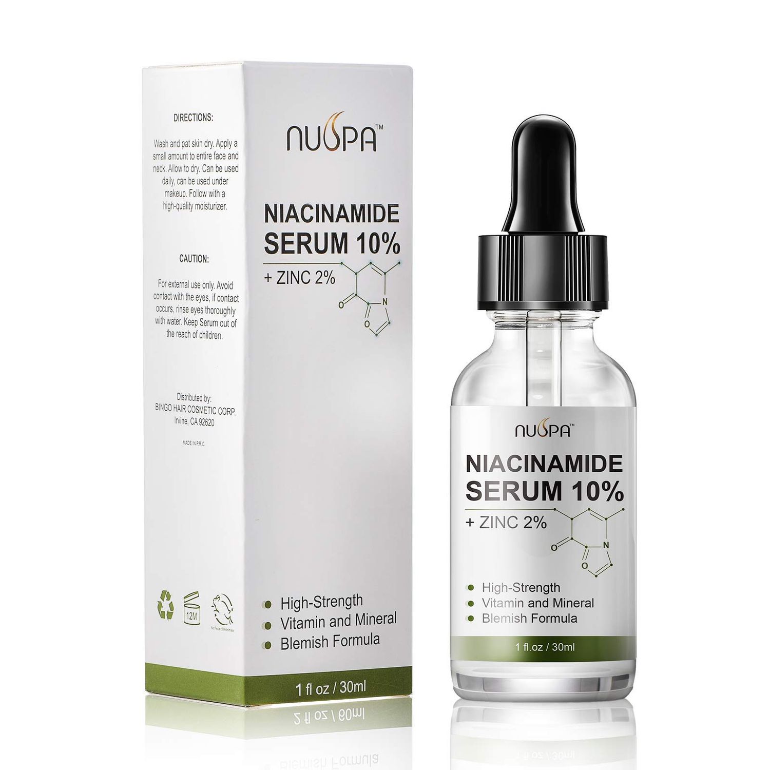 Niacinamide Serum 10 Plus Zinc 2 for Face Skin Care Vitamin B3 Facial Serum with Hyaluronic Acid for Acne Pore Reducer Treatment
