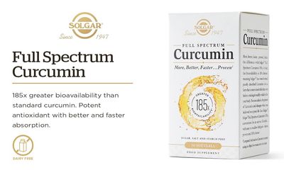 Solgar Full Spectrum Curcumin - 90 LiCaps - Superior Absorption - Brain, Joint Immune Health - Non-GMO, Vegan, Gluten Free, Dairy Free - 90 Servings