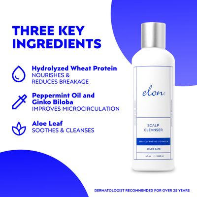 Elon Thinning Hair Scalp Cleanser - Revitalizing Exfoliating Scalp Treatment for Hair Growth - For Women Men - Color Safe Paraben Free (6.7 Oz.)