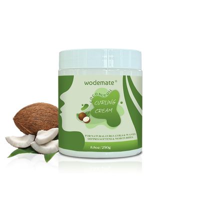 wodemate Hydrating Curl Cream with Coconut Oil for Curly Hair, Curl Defining Cream Enhances Waves for Women, Reduce Frizz, Define Textures, Curly Hair Products, 8.8oz