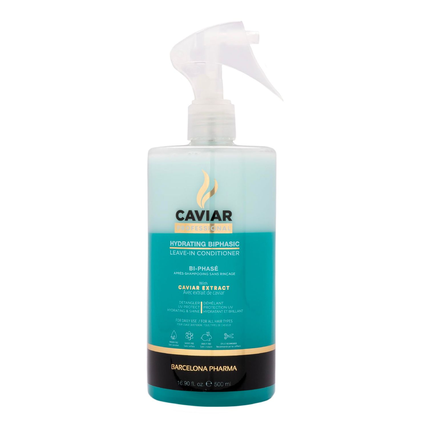 Caviar Professional Biphasic Leave In Conditioner Deep Conditioning and Heat Protection Spray Moisturizing Treatment to Detangle Hair, Smooth Frizz and Add Shine