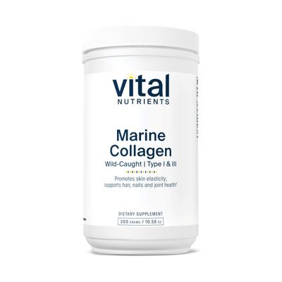 Vital Nutrients Marine Collagen Powder Unflavored Hair, Skin, Nails, Joint Support Type I III Collagen Powder Supplement from Wild-Caught Fish Gluten, Dairy, Soy Free 300 Grams