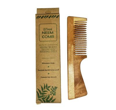 TECHSUPREME Handmade Anti-Dandruff Neem Wood Comb for Men Women Natural Scalp Therapy Wooden Hair Comb for Hair Growth Frizz Control Eco-Friendly, Non-Static, Gentle Detangling Handle Comb