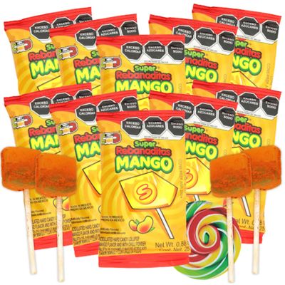 Needzo Mexican Candies, Flavored Lollipops with Chili Powder, Bulk Individually Wrapped Candy (Pack of 10) (Mango Chili)