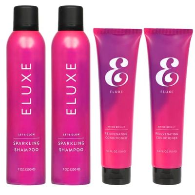ELUXE Go Glow Kit, Carbonic Acid Shampoo Conditioner for Ultra-Smooth, Silky, Frizz-Free, and Glossy Glass Hair (Set of 2)