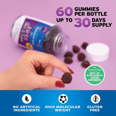 Hyalogic Chewy HA Gummies Mixed Berry Flavor Hyaluronic Acid Gummies - Gluten-Free Gummy Vitamins for Adults - HA Supplement for Joints, Skin Eyes -60 Count (120 mg)