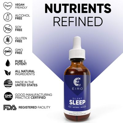 EIRO Silent Sleep All Natural liquid Sleep Aid Remedy, with Melatonin, L-Theanine, Chamomile flower more Superior Absorption Fast Natural Refresh