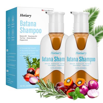 Raw Batana Oil Shampoo for Hair Growth Dr. Sebi, Organic Batana Oil Hair Loss Shampoo with Rosemary Oil, Onion, Biotin, Caffeine, Tea Tree Oil, Nourishing Repair Damage Hair for Men Women, 2 Pack