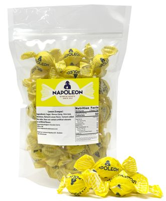 Napoleon Sour Lemon Balls Individually Wrapped Hard Candy Sour Bon Bons Gluten Free, Dye-Free Candy 10 Ounces