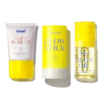 Supergoop! Glow Kit - Includes Glowscreen SPF 40 (0.5 oz), Full-Size Glow Stick SPF 50 (0.7 oz), and Glow Oil SPF 50 (1.0 fl oz)