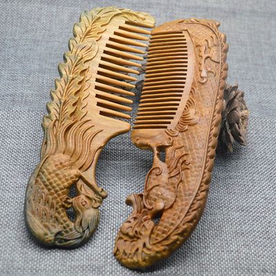 Xuanli 2 pcs Natural SandalWood Comb Hair Care Anti Static Wooden Hair Massage Natural Brush Beard Comb (M014)
