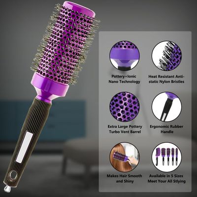 Aozzy 5pcs Blow-Drying Round Hair Brush Set - Ceramic, Boar Bristle Brush for Women - Thermal Barrel Brush Set, Styling Roller Brush for Shiny, Smooth and Bouncy Hair