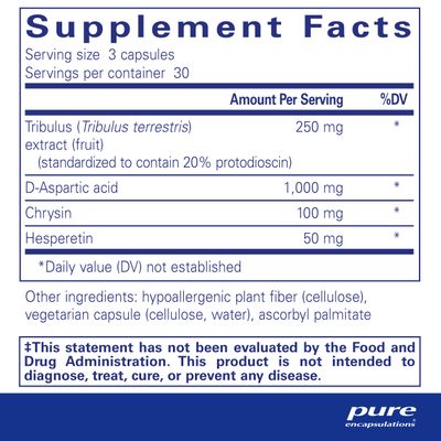 Pure Encapsulations Tribulus Formula Hypoallergenic Supplement to Support Testosterone Balance 90 Capsules
