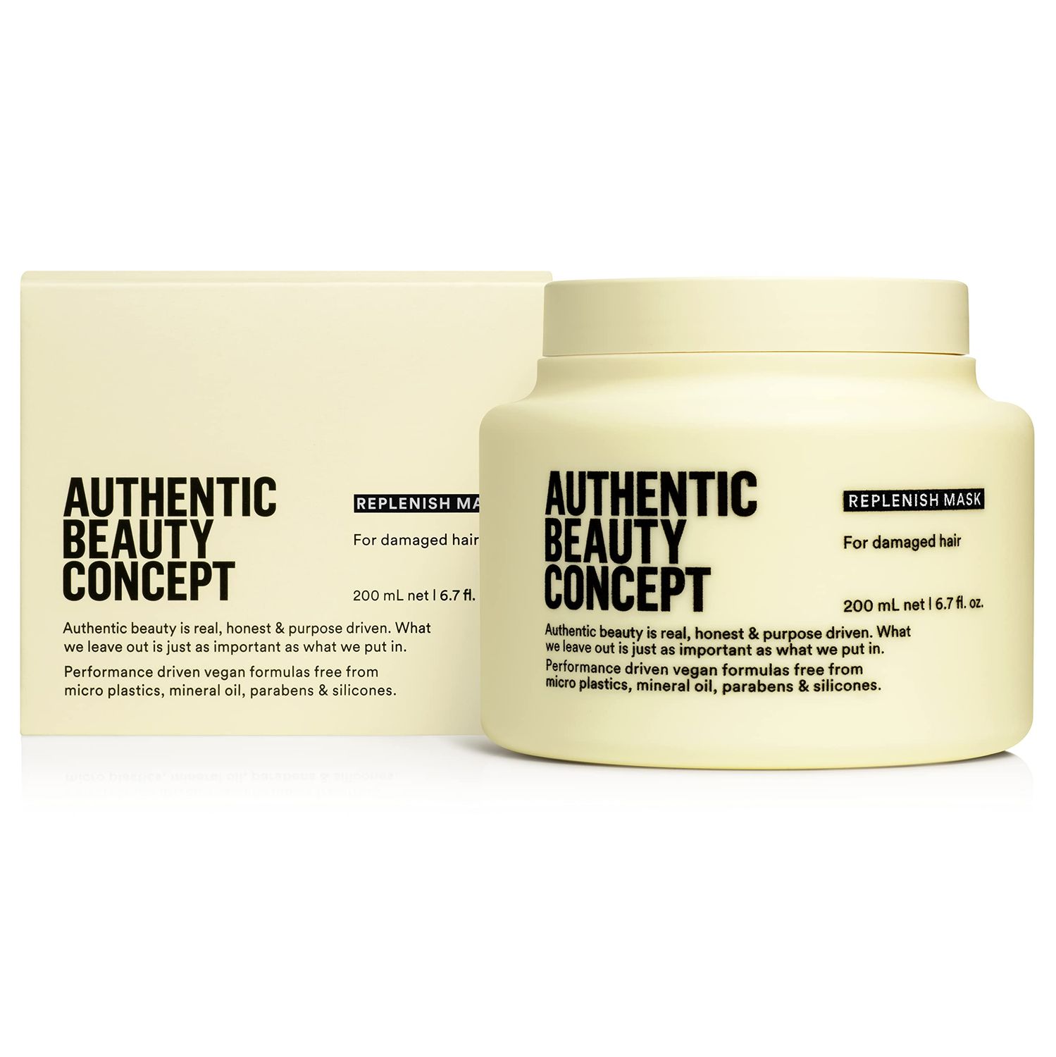 Authentic Beauty Concept Replenish Mask Replenishing Hair Mask for Damaged Hair Intense Treatment for Treated Hair Strengthens Hair Fiber Vegan Cruelty-free Silicone-free 6.7 fl. oz.