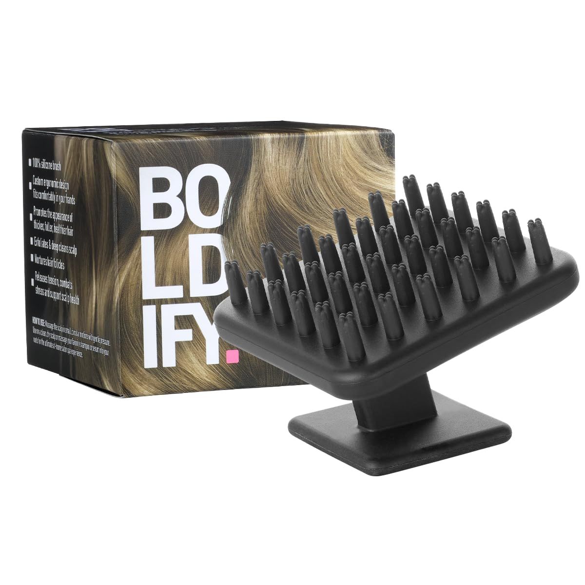 Boldify Scalp Scrubber - Hair Massager Shampoo Brush for Healthy Roots - Silicone Scrubber for Hair Growth and Dandruff Removal - Waterproof Exfoliator