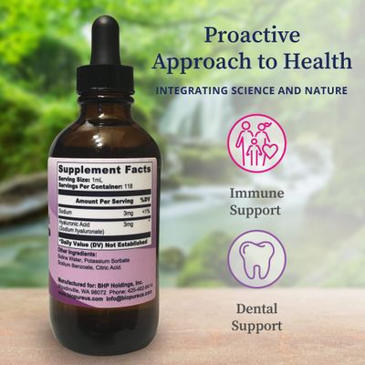 BioPure Hyaluronic Acid Liquid Solution - All Natural, Highly Bioavailable Form of Hyaluronic Acid for Oral Topical Use to Benefit Joint Lubrication and Skin Hydration, Elasticity - 4 fl oz
