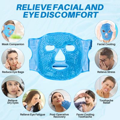 candyfouse Ice Pack Cold Face, Eye Masks Reduce Puff, Dark Circles, Reusable Hot Or Colder Gel, Suitable for Women Facial SPA for Sleeping, Headaches (Blue Updated)