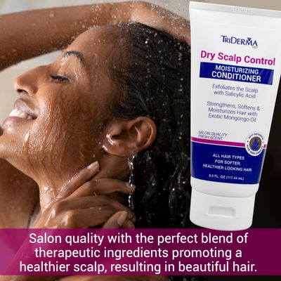 TriDerma Dry Scalp Control Deep Moisturizing Hair Conditioner - Salon Quality Treatment - Salicylic Acid, Exfoliates, Nourishes Strengthens Hair - Exotic Mongongo Rosemary Oil - 6 oz