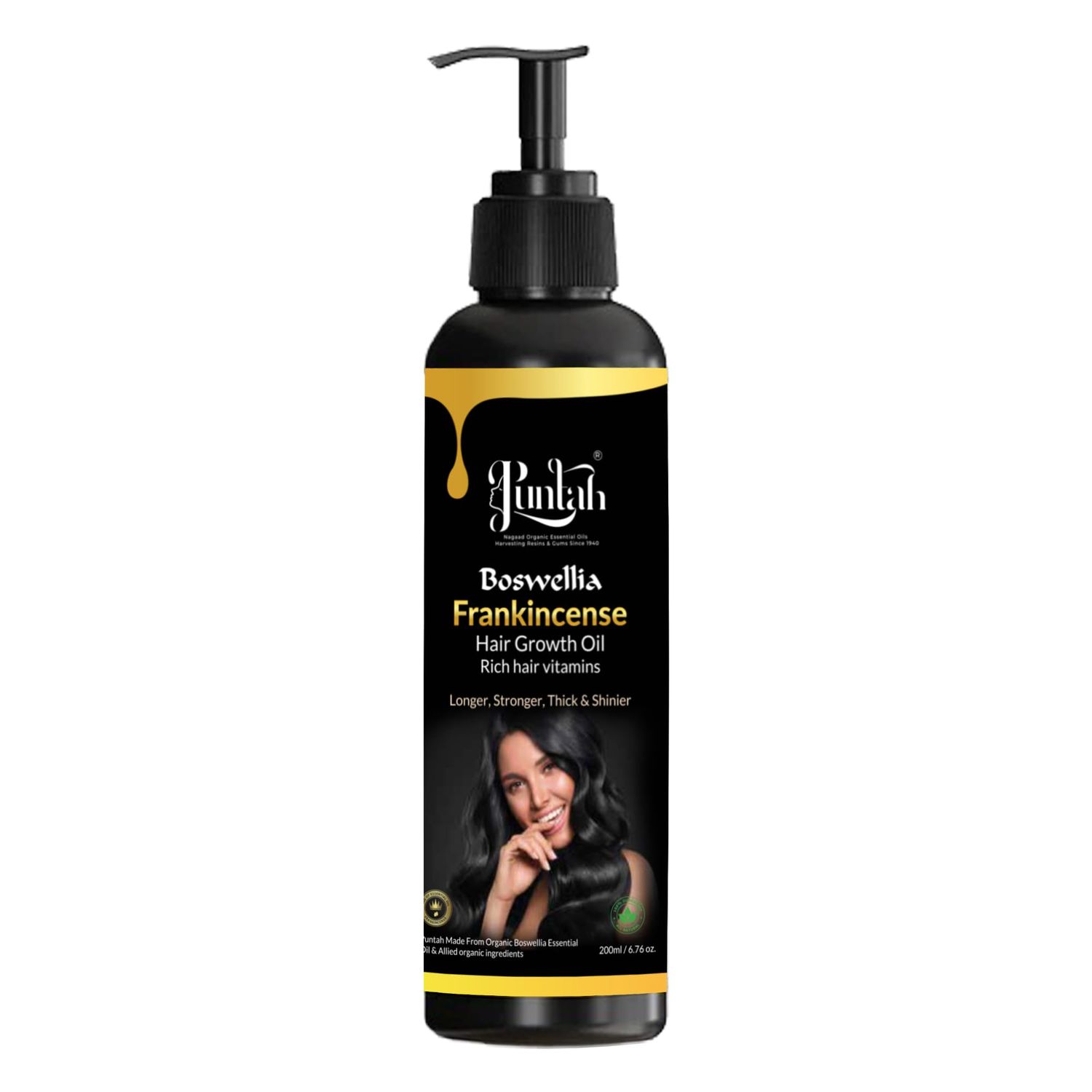 Puntah Frankincense Hair Growth Oil 200ml, 100 Natural, Frankincense enrichment with Coconut Rosemary Oil