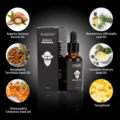 RAQEHO Sandalwood Beard Oil for Men - Beard Softener Moisturizer Thickener Strengthen Coarse Hair Mustache Oil with Argan Oil Jojoba Oil Beard Conditioners Oils Serum Care Gifts1fl oz