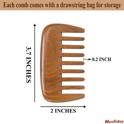 Moreinday Wooden Comb, Green Sandalwood Comb for Women Men, Wood Wide Tooth Comb, Wood Hair Comb, Hair Growth, Massage Scalp, Natural Material, Portable, 3.7x2 Inch