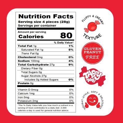 Taffy Town Candies- Sugar Free Raspberry Gourmet Taffy Nougat-Style Candy Soft Delicious Sumer Snack Treats Party Good Candies 2.5lbs